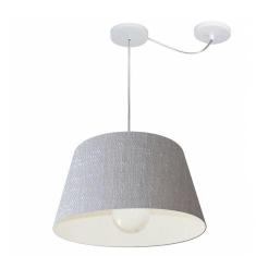 Lustre Pendente Cone Com Desvio De Centro Vivare Md-4273 Cúpula Em Tecido 30x40cm - Bivolt Rustico-cinza 127/220v