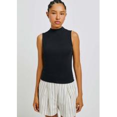 Regata Básica Feminina Gola Alta Em Ribana Canelada - Hering Adulto, M