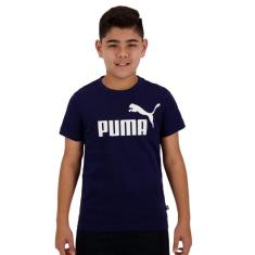 Camiseta Puma Essentials Logo Infantil Marinho