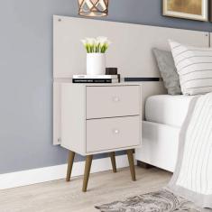 Mesa de Cabeceira 2 Gaveta retrô MB2015 Off White - Móveis Bechara