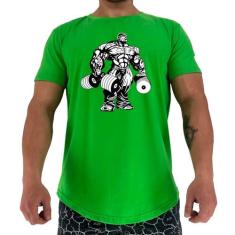 Camiseta Longline Manga Curta Mxd Conceito Halteres Bodybuilder
