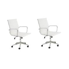 Conjunto 2 Cadeiras Poliuretano Office Sevilha Rivatti Móveis Branco