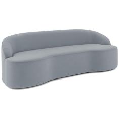 Sofá 4 Lugares Curvo Sala De Estar Living Lótus D02 Veludo Cinza 230 Cm C-317