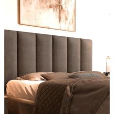 Cabeceira Casal Corino Marrom Modular Luxo Cama Box Casal