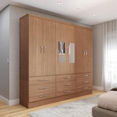 Guarda-Roupa Casal Madri 6 Portas 9 Gavetas com Espelho Cinamomo - Panorama Móveis