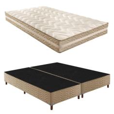 Box Queen Júlia 42x158x198cm com Colchão Queen Quality D33 Duoface 26x158x198cm Rustico Bege