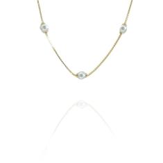 Pulseira Infantil Com Pérolas Folheado Em Ouro 18k [F027]