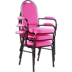 Kit Com 3 Cadeiras Para Auditório Linha Hotel Rosa