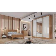 Guarda Roupa Casal com Espelho 3 Portas 6 Gavetas - Arezzo Plus-Cumaru