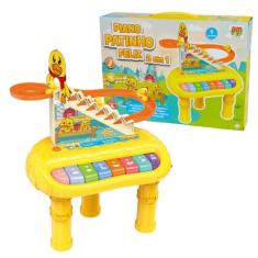 Piano Patinho Feliz 2 Em 1 Diversão Infantil Teclado Luz Som - Dm Toys