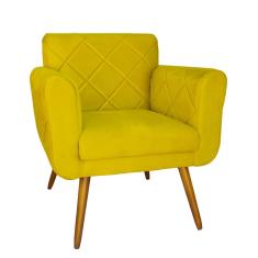 Poltrona Decorativa Sala Recepção Em Tressê Isabella Suede Amarelo - dl decor
