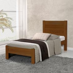 Cama Solteiro com Colchão Lara Madeira - Castanho