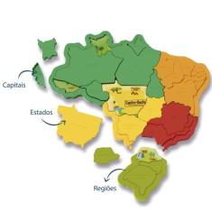 Brinquedo Educativo Didático Mapa Do Brasil 3D Elka