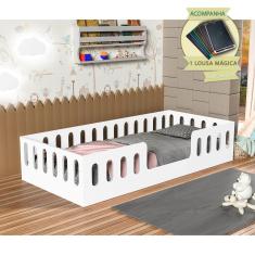 Cama Helo Solteiro Com Nicho, Led E Lousa MágicaBranca Branco