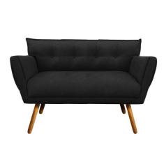 Sofá Retrô Namoradeira Anitta Suede Preto - DROSSI