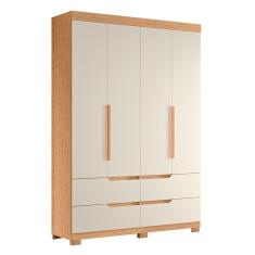 Guarda Roupa Solteiro Doble 4 Portas E 4 Gavetas Freijó-off White - Móveis Albatroz Freijó-off White