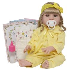 Boneca Tipo Reborn Abigail Corpo de Vinil Siliconado Pijama - Cegonha 