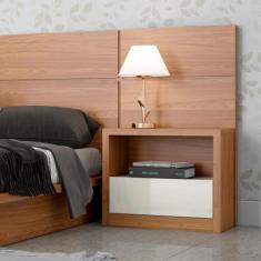 Mesa de Cabeceira em MDF 67 cm com 1 Gaveta TW140 Freijó/Off White Dal