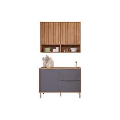 Kit de Cozinha Completa 2 Peças Divina (1Aéreo+1Balcão) C2P44 Freijo/Titanium - MGM