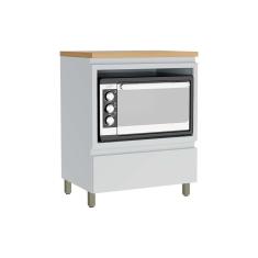Balcão de Cozinha Modulado Rainha p/ Forno 1 Porta c/Tampo 70 cm Branca/Nature - Nesher