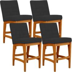 Kit 04 Banquetas Baixa Cozinha Bancada Bar Sala de Jantar Fixa Mila L0