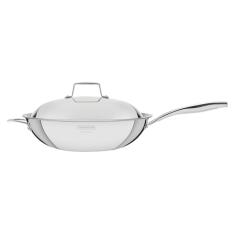 Wok Tramontina Grano em Aço Inox com Corpo Triplo Revestimento Interno em Antiaderente com Cabo 32 cm 5,2 L