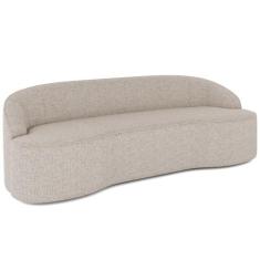 Sofá 3 Lugares Curvo Sala de Estar Living Lótus D02 Linho Bege 210 cm 