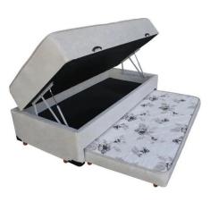 Cama Box Baú Solteiro Conjugado Espuma com Cama Auxiliar Bicama 3 em 1
