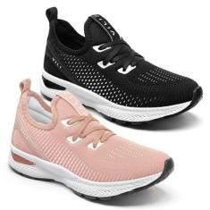 Kit 2 Pares Tênis Feminino Casual Vili Academia Caminhada-Feminino