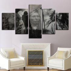 Quadro Decorativo Homem indiano 5 peças 130x65 cm em tecido