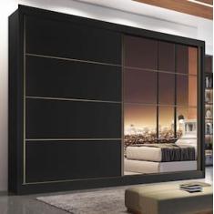 Guarda-Roupa Casal Mademarques Sevilha Flex com 228 cm Largura, 2 Portas, 6 Gavetas, 10 Prateleiras e Espelho