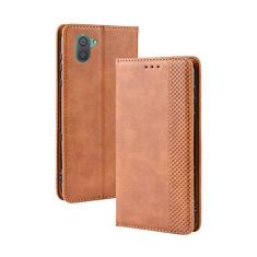 Capa para Sharp Aquos R3, carteira de couro com suporte flip para Sharp Aquos R3, capa magnética retrô para celular, capa carteira para celular com compartimentos para cartões