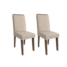 Cadeira Sala De Jantar Milena Kit 2 Un Marrocos/suede Bege - Cimol