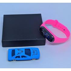 Kit Relógio Infantil Digital Led Bracelete Silicone Prova água + Carro