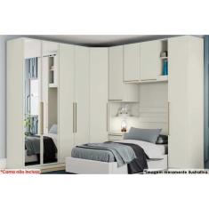 Quarto Casal Modulado Seletto 6 Peças (1 Armário Aéreo + 4 Guarda Roupas + 1 Complemento) QCM70 Areia - Henn
