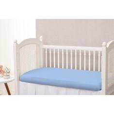 Lençol De Berço Com Elástico Algodão 180 Fios - BruceBaby Bordados, Az