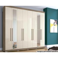 Guarda Roupa Casal 8 Portas (2 c/ Espelho) e 4 Gavetas c/ Pés Master New 8.4 Jatobá - Santos Andirá
