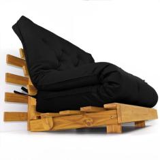 Sofá Cama Casal Futon Tokio Preto Acquablock Madeira Maciça Cor Mel