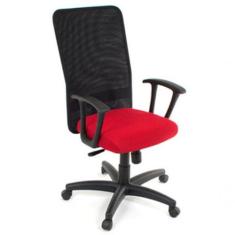 Cadeira Presidente Com Braços Linha Tela Mesh Vermelho - OUTRAS MARCAS