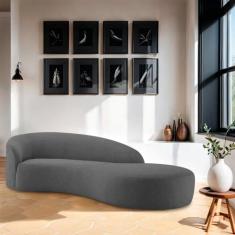 Divã Recamier Orgânico França 180cm Lado Direito Linho - Amarena Movei