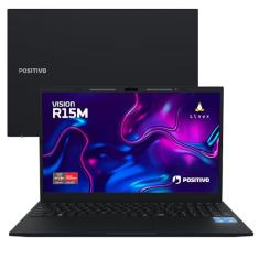 Notebook Positivo Vision R15M AMD Ryzen 5-5625U Linux 8GB RAM 256GB SSD Wi-Fi 6 Tela 15.6” Full HD IPS Antirreflexo - Minitela - Permite upgrade de memória RAM e SSD - Preto