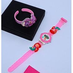 Kit Relógio Infantil Digital Esporte + Pulseira Bracelete Plástico 3D 