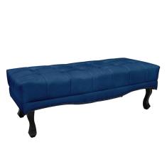 Recamier Decorativo 195cm Loewe Suede Pés de Madeira Azul Marinho - Gran Belo