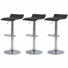 Kit 3 Banquetas Alta Com Encosto Baixo Estofado Para Cozinha Ilha Banc