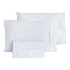 Jogo De Cama Ponto Palito Porcelana Liso Queen 4 Peças - Vitor Bordado