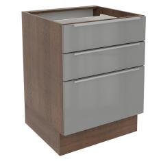 Balcão Madesa Lux 60 cm 3 Gavetas - Rustic/Cinza