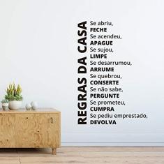 Adesivo De Parede Regras Da Casa tamanho 90cm x 50cm preto