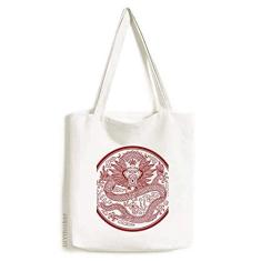 Bolsa de lona com dragão chinês com desenho de animal e bolsa de compras casual