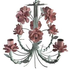 Lustre De Ferro Com Flores Artesanais para Decoração de Sala Vintage