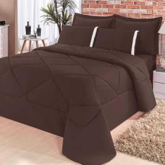 Kit Edredom + Lençol Aconchego Dupla Face Casal King 6 Peças